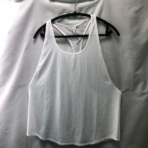 Fabletics White Tank with Lace insert